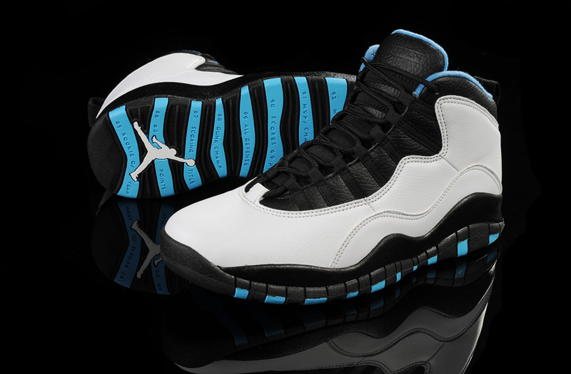 Air Jordan 10 Mens Shoes Black/White/Blue Online